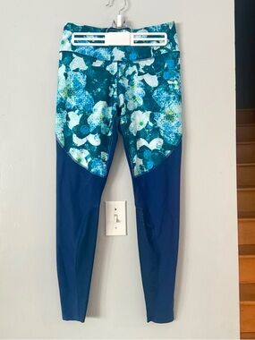 Nike Power Legend Floral Mesh Training Tights - Medium Blue